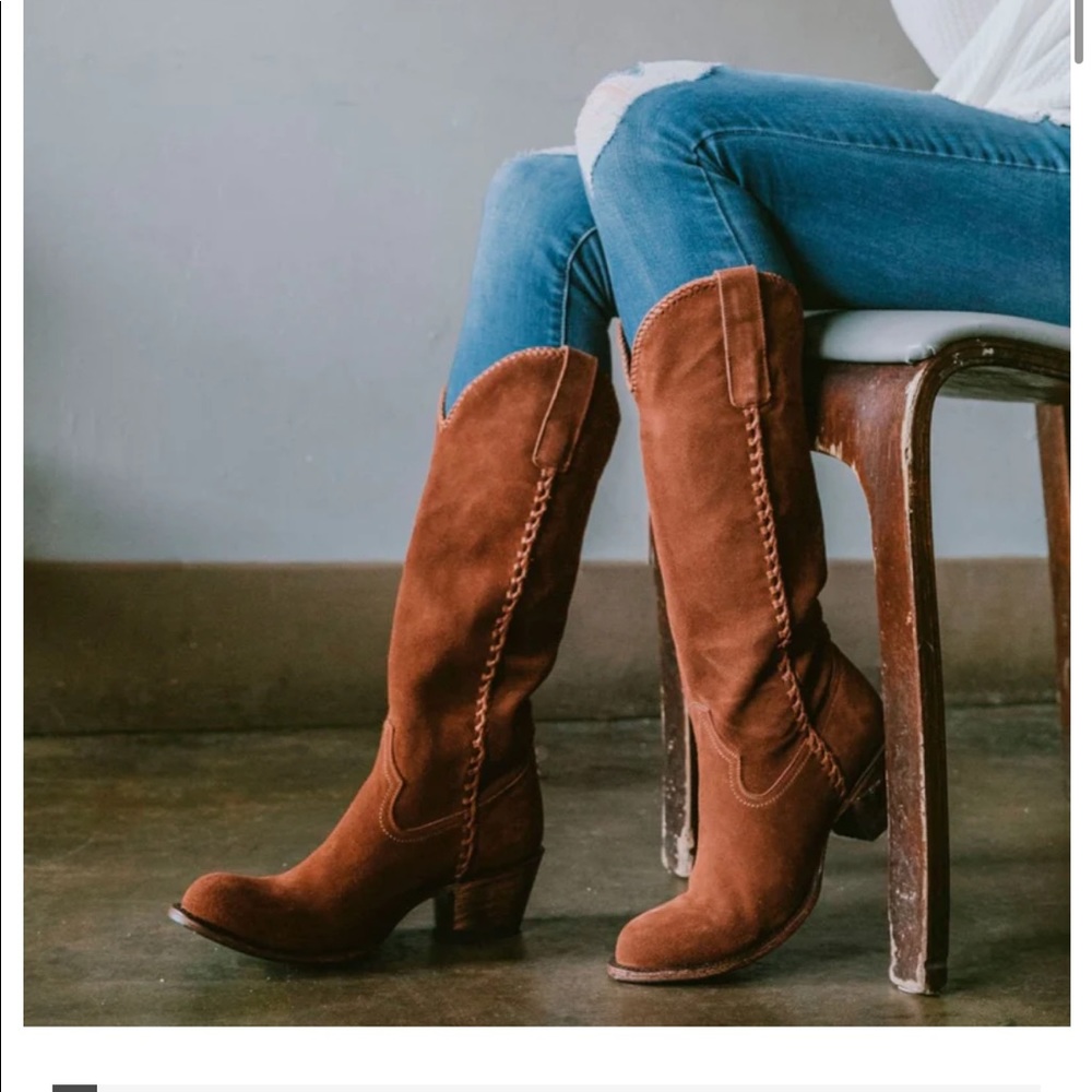Lane “Plain Jane” Suede Boots in Cognac - Picture 1 of 13